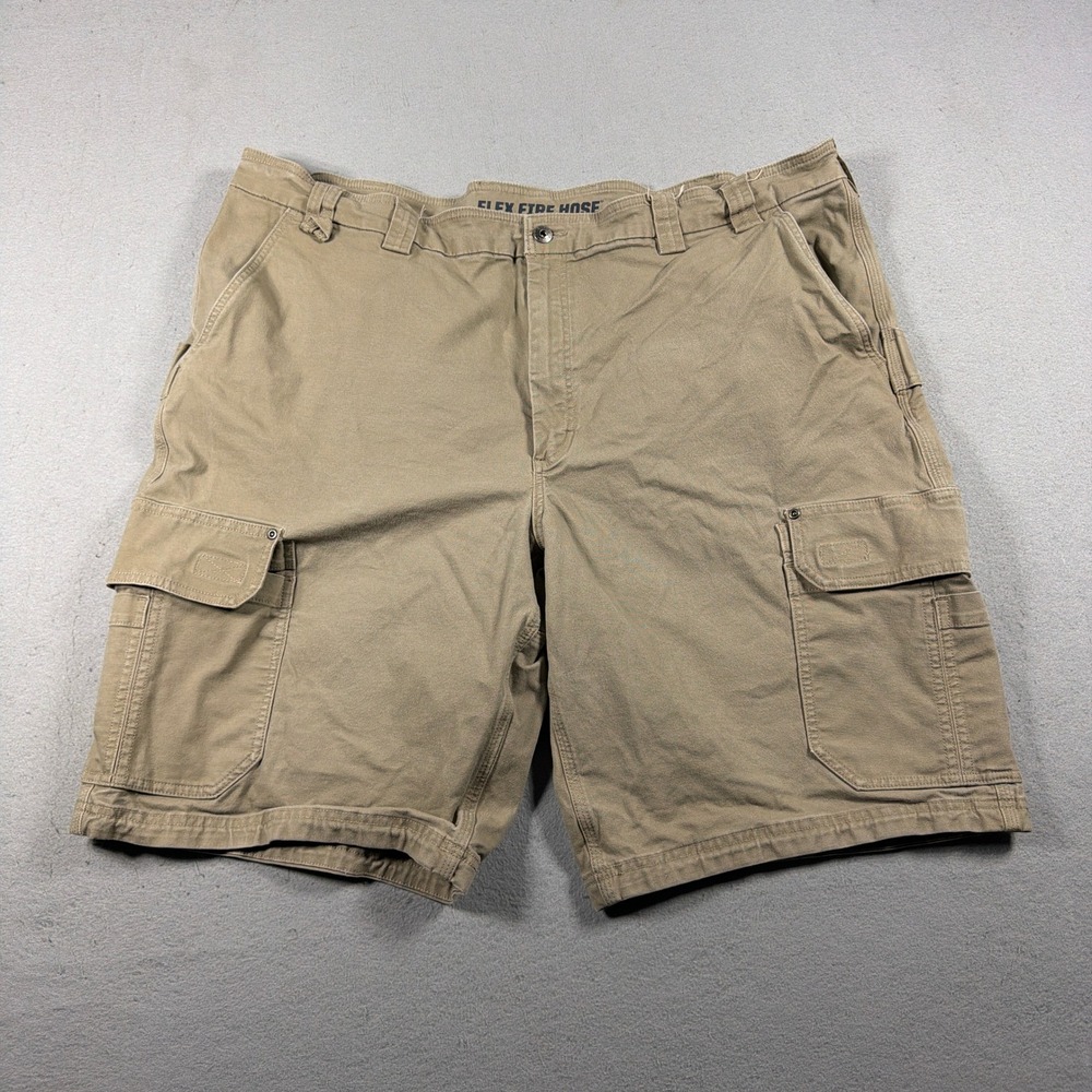Duluth Trading Co Flex Fire‎ Hose Men 48 Relaxed Cargo Shorts Khaki Tan Workwear